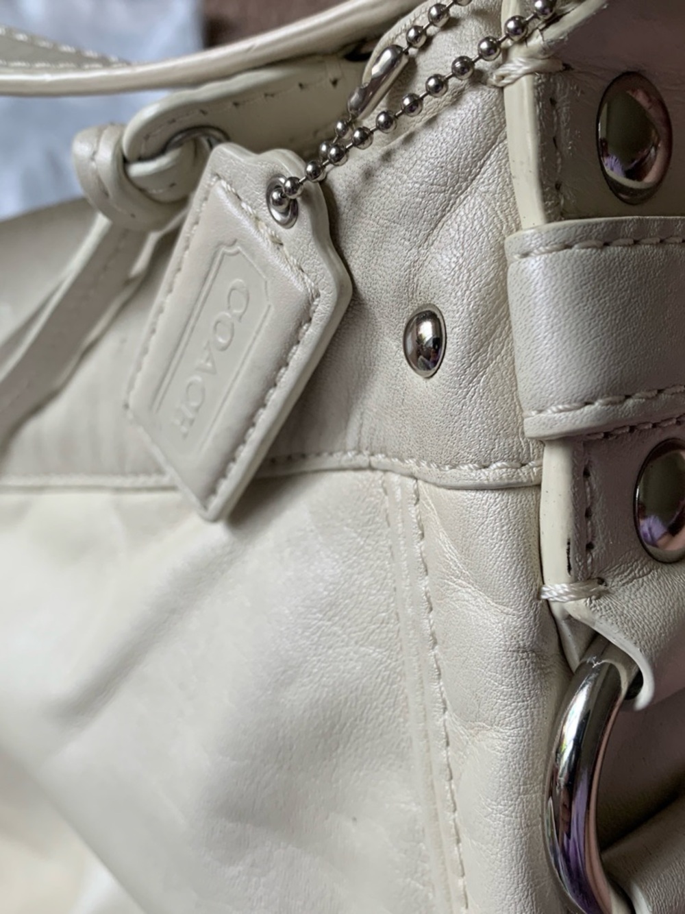 Coach Ivory Pearl Leather Shoulder Bag– SHIPS TOMORROW - Picture 5 of 7